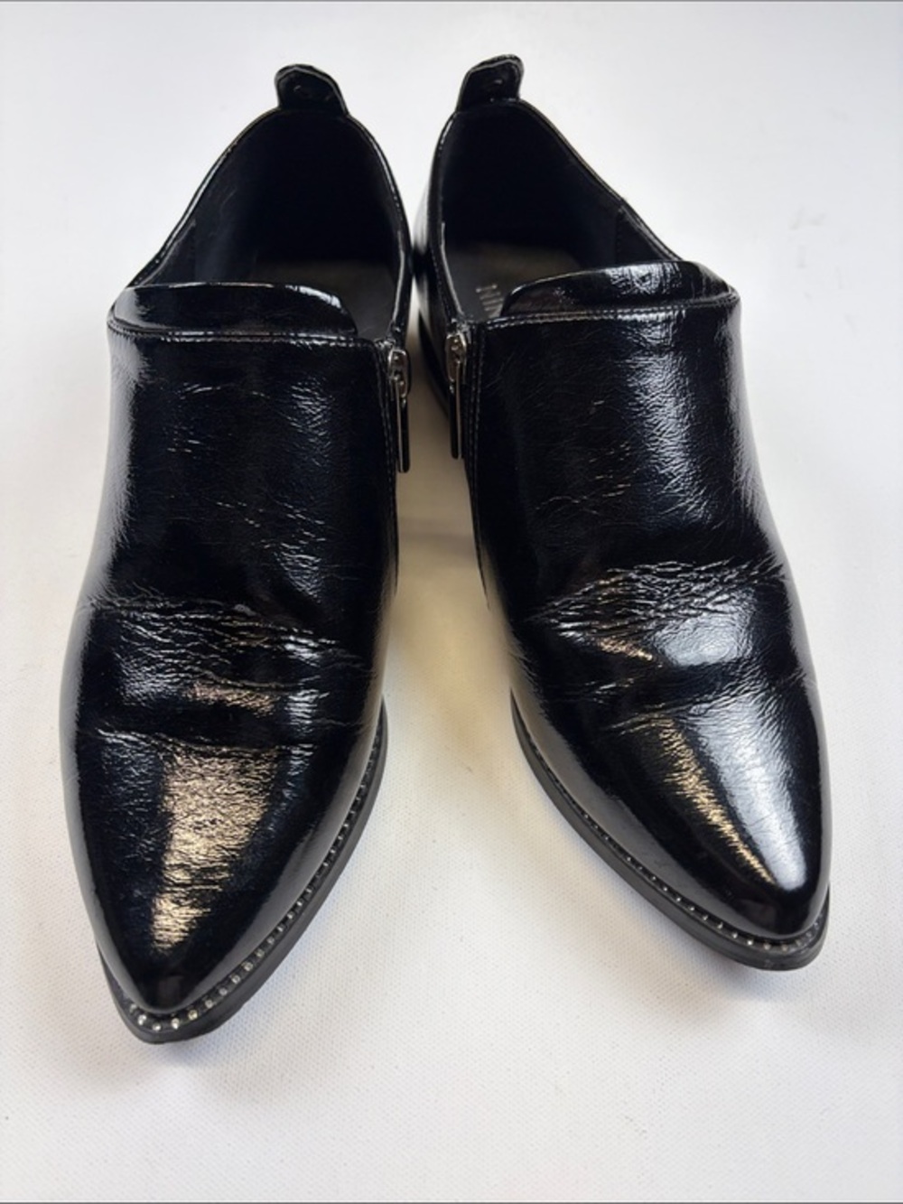 NINETY UNION JEAN BLACK PATENT POINTED TOE LOAFERS SIZE 7